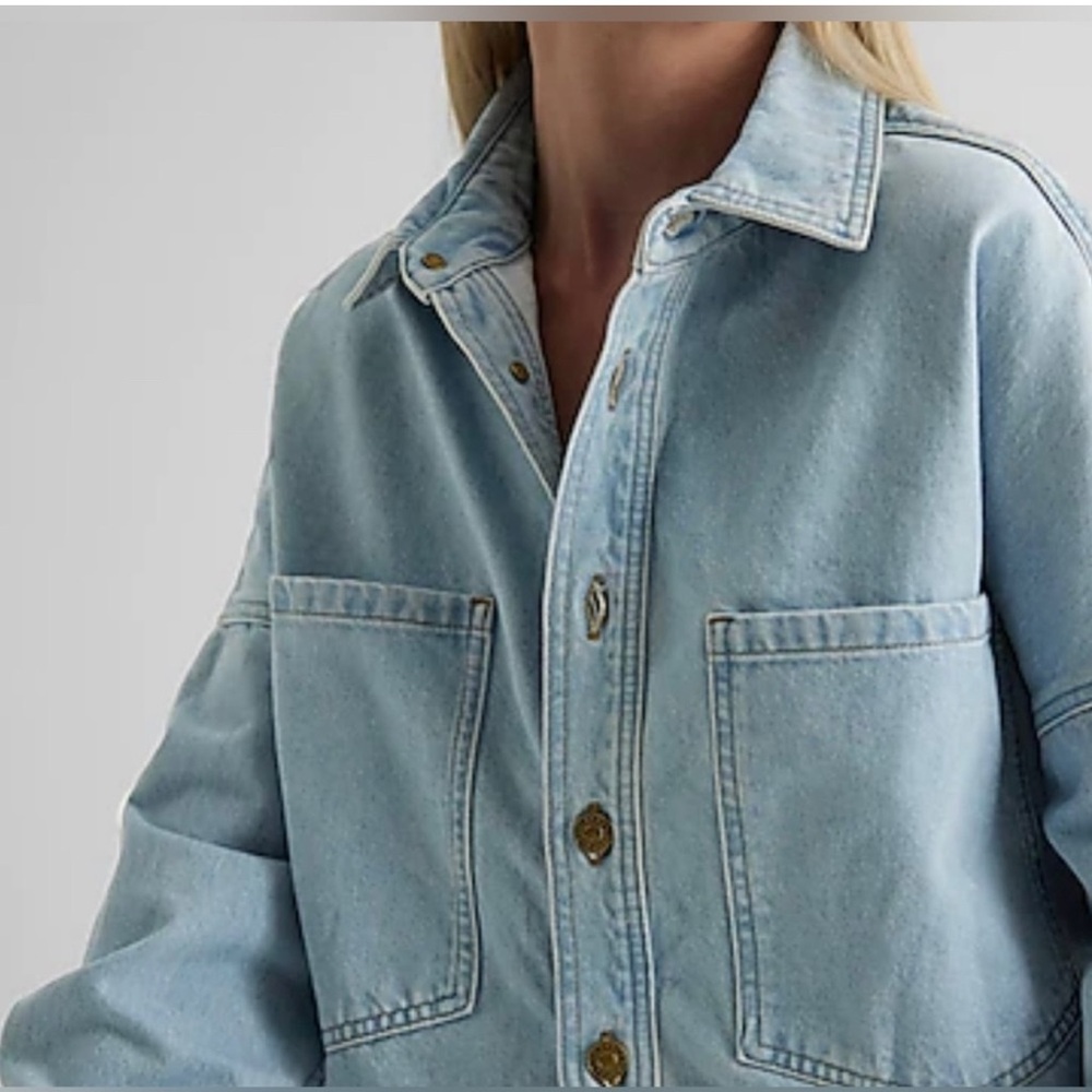 Express Blue Jean Jacket Relaxed Fit - Picture 2 of 3